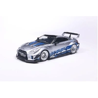 Solido 1/43 Nissan GT-R (R35) Liberty Walk Silhouette Silver And Blue Stripes 2020 Diecast Model Car