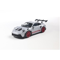 Solido 1/43 Porsche 911 (992) GT3 RS Ice Grey Metallic w/Pyro Red 2023 Diecast Model Car