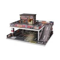 SCJ 1/64 Diorama Two-Level Ramp Parking Lot Cafe Miniature Scene