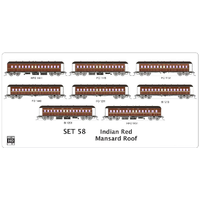 SDS Model HO NSWGR End Platform Car SET 58 Indian Red Mansard Roof 8 Carriage Pack