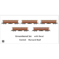 SDS Model HO NSWGR End Platform Car Varnish Unumbered Set Mansard Roof with Decal 5 Carriage Pack