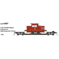 SDS HO Well Wagon LLW750 with X202 Diesel Rail Tractor Load 1960s