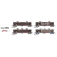 SDS Models HO NTAF Rail Tank Wagon 1983-1995 Caltex 4 Car Set