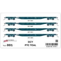 SDS Models HO OCY 001 PTC Teal Container Flat Wagon