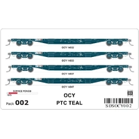 SDS Models HO OCY 002 PTC Teal Container Flat Wagon