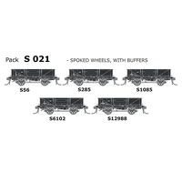 SDS HO NSWGR S-Truck Spoked Wheels with Buffers, 5-car Pack (S56, S285, S1085, S6102, S12988)