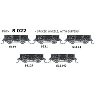 SDS HO NSWGR S-Truck Spoked Wheels with Buffers, 5-car Pack (S114, S331, S1154, S8127, S15143)
