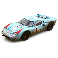Shelby 1/18 #1 1966 GT40 MK11 Ken Miles Dirty Blue/White/Orange Diecast Car
