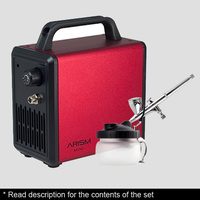 Sparmax ARISM Mini B.Red Compressor & Max-3 Combo Airbrush