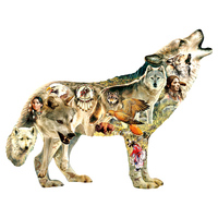 Suns Out Native American Wolf *Shaped* Jigsaw Puzzle