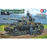 Tamiya 1/35 German Tank Panzerkampfwagen IV Ausf.G Early Production & Motorcycle Set Plastic Model Kit