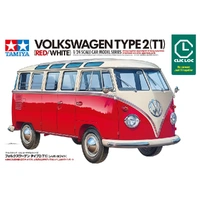 Tamiya 1/24 Clic Loc Volkswagen Type 2 (T1) Red/White Plastic Model Kit