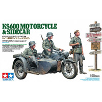 Tamiya 1/35 German KS600 Motorcycle with Sidecar Plastic Model Kit