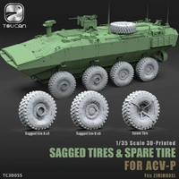 Toucan 1/35 3D-Printed Sagged Tires & Spare Tire - ACV-P
