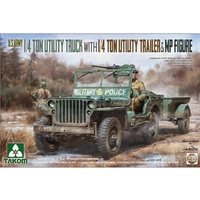 Takom 2126 1/35 U.S. Army 1/4 ton utility truck w/ trailer & MP figure Plastic Model Kit
