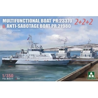 Takom 1/350 Multifunctional Boat PR.23370 & Anti-Sabotage Boat PR.21980 2+2+2 Plastic Model Kit