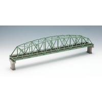 Tomix N 2 Track arched thru truss bridge w/piers 22" blue
