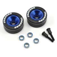 Traxxas Aluminum Wheelie Bar Wheel Set w/Rubber Tires (Blue) (2)