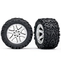 Traxxas Tires & Wheels, Ass, Glued (2.8') Rxt Satin Chrome, Talon Extrm Tires (2)