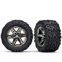 Traxxas Tires & Wheels, Ass, Glued (2.8') Rxt Blk Chrome, Talon Extrm Tires (2)