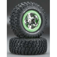 Traxxas Tyre/Wheel Assembled Green Beadlock Front & Rear x2 TRA-6876