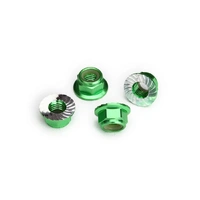Traxxas Nuts, 5mm Flanged Nylon Locking (Alum, Green-Anod) (4)