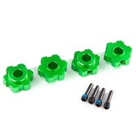 Traxxas Wheel Hubs, Hex, Alum, Grn-Anod(4)/ 4X13mm Screw Pins (4)