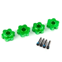 Traxxas Wheel Hubs, Hex, Alum, Grn-Anod(4)/ 4X13mm Screw Pins (4)