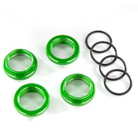 Traxxas Spring Retainer (Adjuster), Green-Anod Alum, Gt-Maxx Shocks (4) (Assembled With O-Ring)