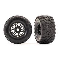 Traxxas T&W, Assem, Blk Wheels, Maxx All-Terrain Tires, Foam Inserts (2) (17mm Splined) (Tsm Rated)
