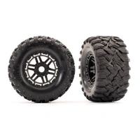 Traxxas T&W, Assem, Blk Wheels, Maxx All-Terrain Tires, Foam Inserts (2) (17mm Splined) (Tsm Rated)