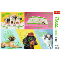 Trefl 1000pc Neon Colour Line Dogs Jigsaw Puzzle