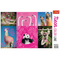 Trefl 1000pc Neon Colour Line Animals Jigsaw Puzzle