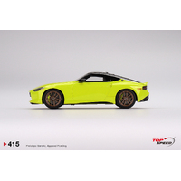 TopSpeed 1/18 Nissan Fairlady Z Proto Spec 2023 Ikazuchi Yellow RHD Diecast Car