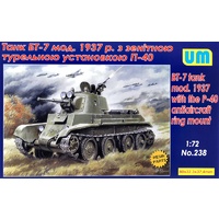 Unimodel 1/72 BT-7 tank mod.1937 w/the P-40 Antiaircraft ring mount Plastic Model Kit 238