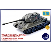 Unimodel 1/72 Captured T34 tank with 8,8cm kWk 36l/36 gun Plastic Model Kit 252