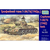Unimodel 1/72 Captured T34/76 tank (1942) Plastic Model Kit 253