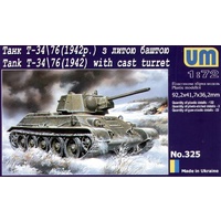 Unimodel 325 1/72 WWII MEDIUM TANK T-34/76 (model 1942 ) with cast turret Plastic Model Kit