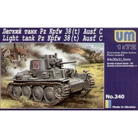Unimodel 1/72 Light Tank PzKpfw 38 (t) Ausf.C Plastic Model Kit 340