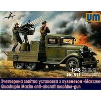 Unimodel 1/48 Soviet truck GAZ-AAA with anti-aircraft plant "Maksim" Plastic Model Kit [511]