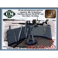 Unimodel 1/72 Oerlikon 20mm/70 (0,79") Mk.10 (USA) Plastic Model Kit [652]