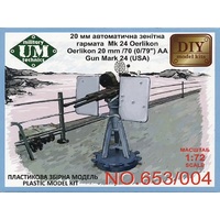 Unimodel 1/72 Oerlikon 20mm / 70(0,79'') AA USA Plastic Model Kit 653