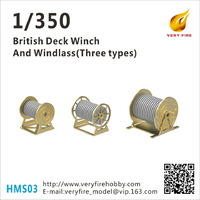 Very Fire 1/350 British deck winch and windlass, 3 types (23 sets)