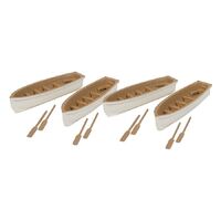 Walthers HO Row Boat 4-Pack - Assembled - White, Tan