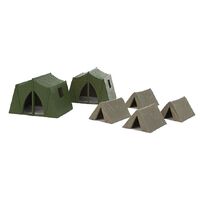 Walthers HO Camping Tents - 4 Small, 2 Large