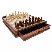 Chess/Checkers 15" French Staunton Brown