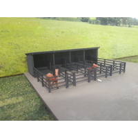 Walker Models 1/87 HO Open Horse Stalls with Fenced Yards