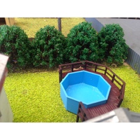 Walker Models 1/87 HO Small Above Ground Pool with Decking, cast resin+wood building kit