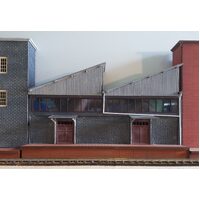 Walker Models 1/87 HO Saw-tooth Warehouse Modular Backdrop building kit