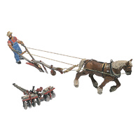Woodland Scenics Plow, Disc, Horse & Man HO Scale Kit D210